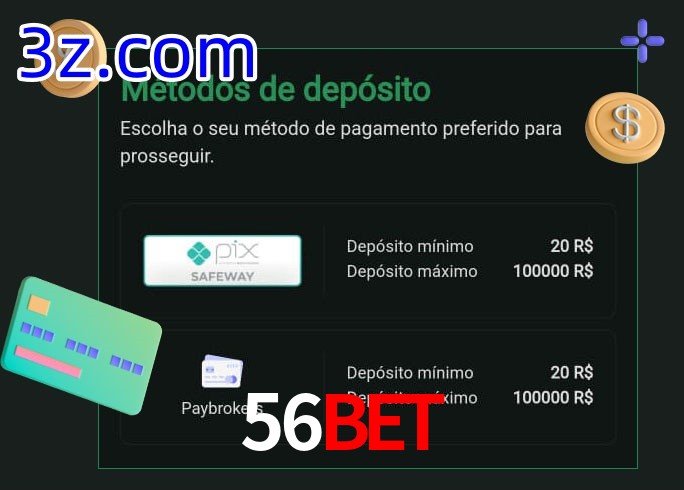 O cassino 56Bet oferece uma grande variedade de métodos de pagamento